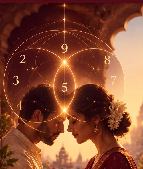 Two people connected through symbolic numerology circles
